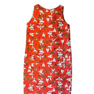 Carolina Herrera Sleeveless Sheath Insect Print Dress Scarlet Size 10 Medium